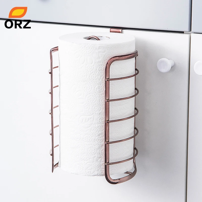 ORZ Rose Gold Küche Papier Halter Schrank Tür Haken Wc Rollen Papier Rack Küche Bad Zubehör Home Büro Dekoration Preise