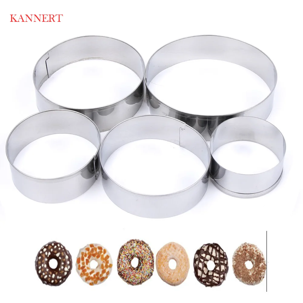 

KANNERT 5pcs/set Metal Round Circle Shape Cookie Cutter Mold Fondant Pastry Mousse Cake Decorating Kitchen Stencils Accessories