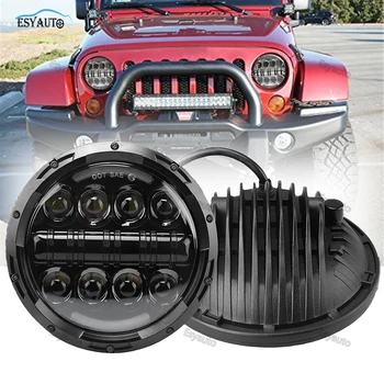 

Car LED Light 7 inch Headlight 80W Angle Eyes with Amber Signal Halo DRL Halo for Jeep Wrangler 2 PCS