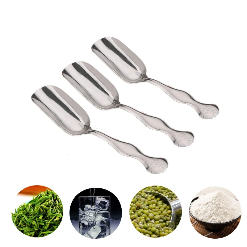 Stainless Steel Ice Scoop Beans Shovel Tea Scoops Mini Coffee Powder