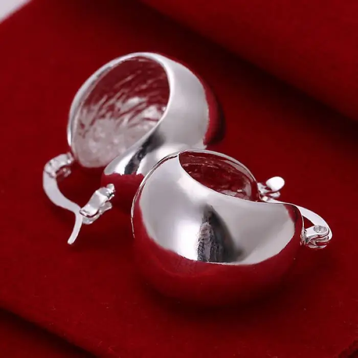 Серебряные гладкие очаровательные женские милые свадебные серьги, ювелирные изделия, модный светильник, серьги для живота, модные круглые серебряные серьги E052
