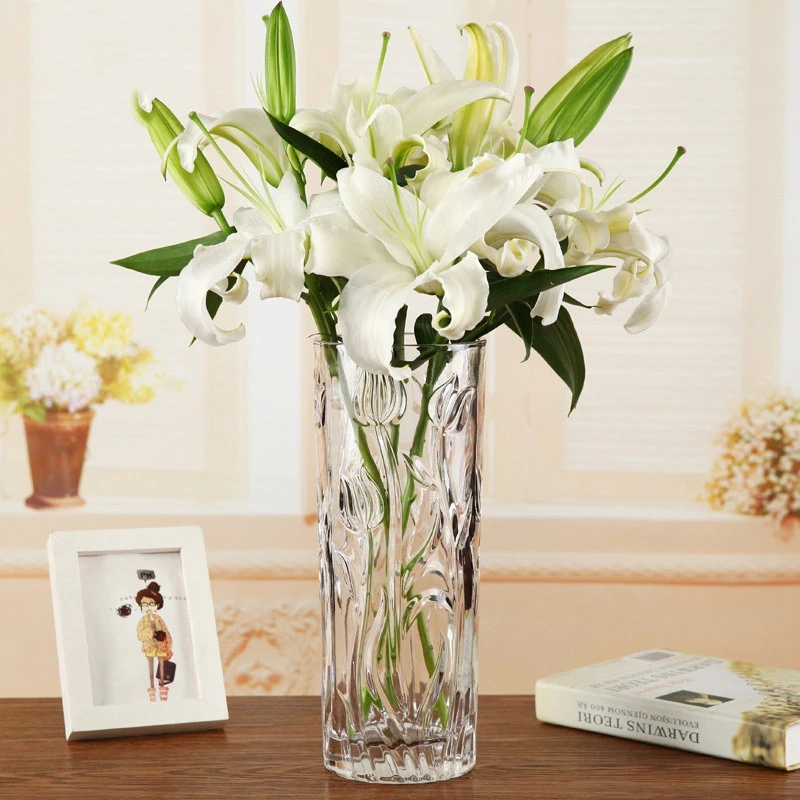 Декоративный цветок для дома напольные вазы элегантный простой прозрачный vaso decorativo прямое тело стеклянная ваза для свадебного украшения