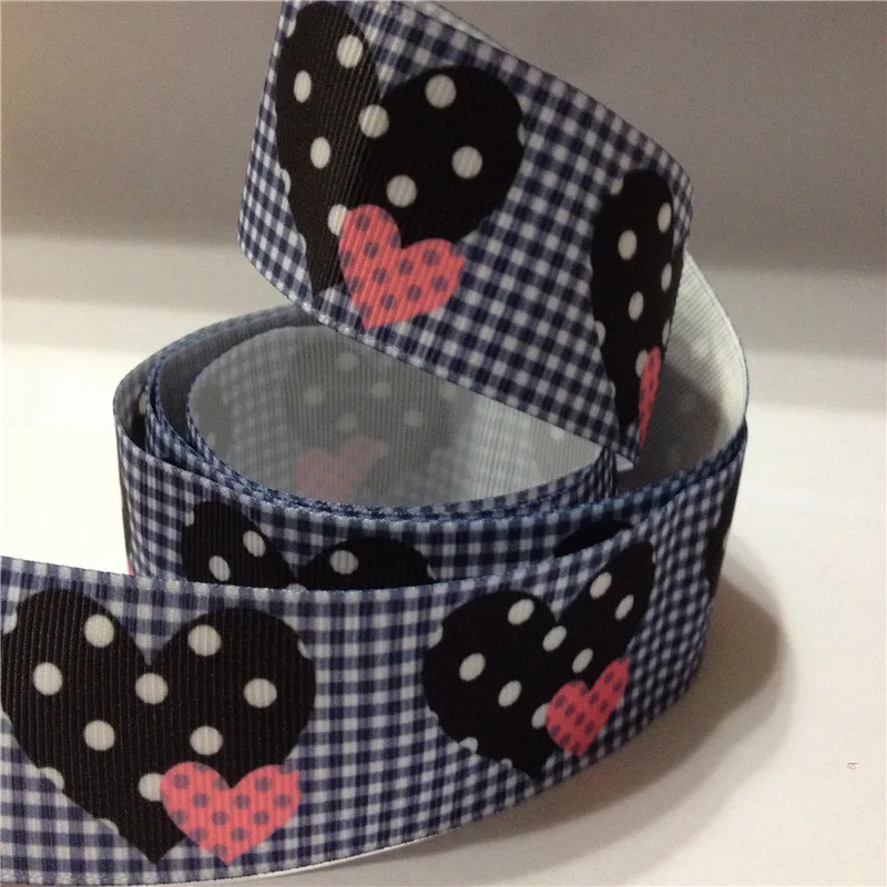 

Pick Size 9 16 22 25 38 50 75 mm width hearts plaid Printed Grosgrain Ribbon or Satin Ribbon F035