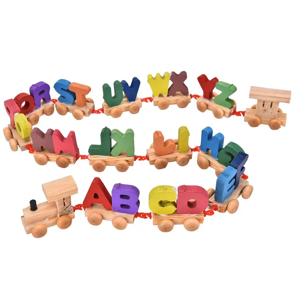 1 set educational learning multicolored wooden letters train toys letter train