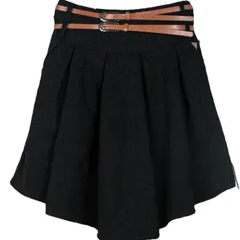 

new Woolen skirt Women Fashion Pleated Skirt knee length plus size XXXL