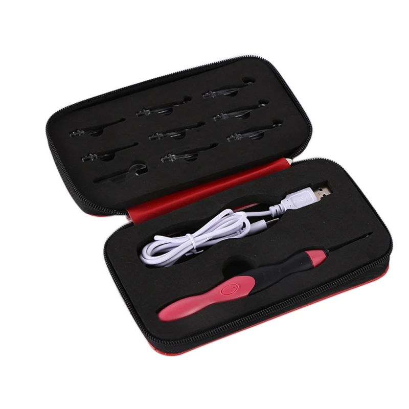 

9 In 1 USB LED Light Up Crochet Hooks Weave Craft Tools Kit Knitting Needles Set Weave Craft Household Sewing Tools Kit