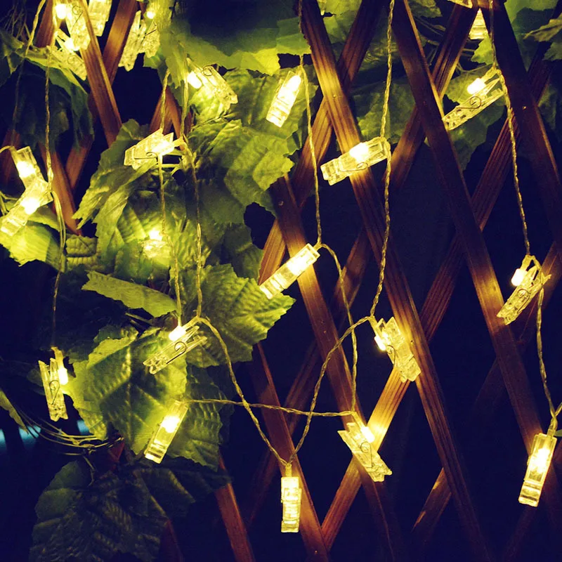 Warm White LED Solar String Lights Photo Clips (27)