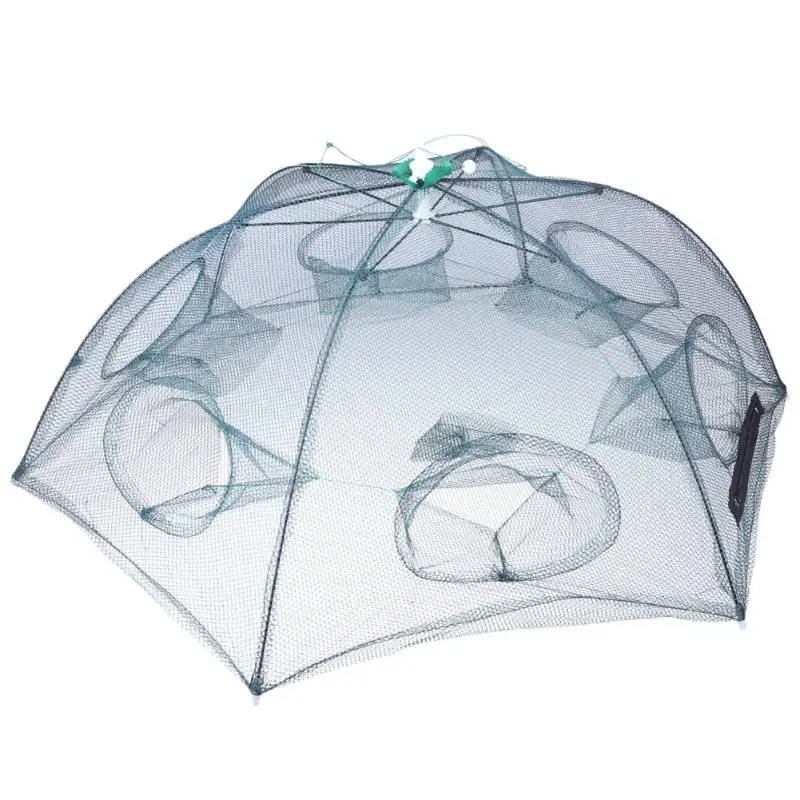 Automatic Fishing Net Trap Folded Hexagon 6 Holes Portable Fish Network Crayfish Shrimp Minnow Crab Tank Trap Mesh Trap Nylon