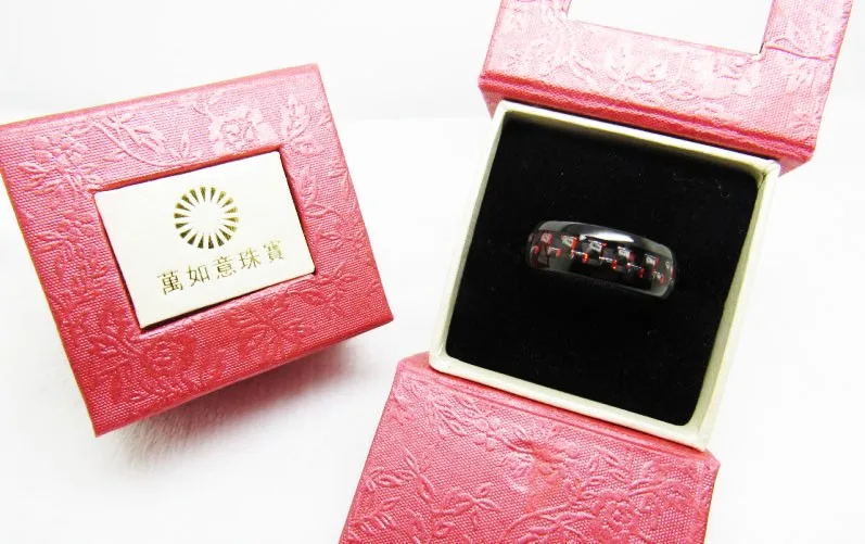 Сделано из карбида вольфрама инкрустация черный и красный углеродного волокна модное обручальное кольцо