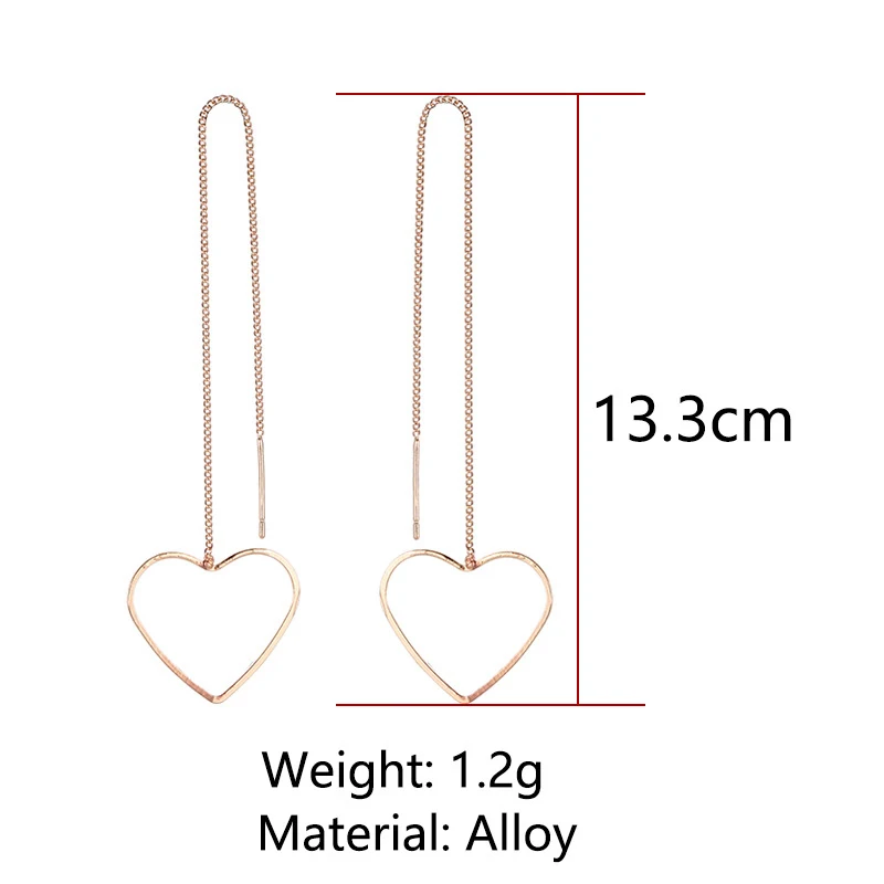 Модные треугольные серьги в форме сердца с длинной кисточкой, корейские элегантные простые металлические тонкие цепочки, минималистичные геометрические серьги, Женские Ювелирные изделия
