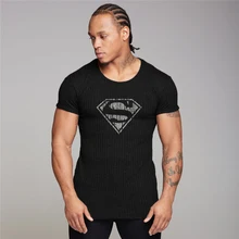 Спортивная футболка с суперменом летняя футболка для фитнеса и спортзала Мужская футболка с коротким рукавом быстросохнущая мужская Трикотажная футболка для бега