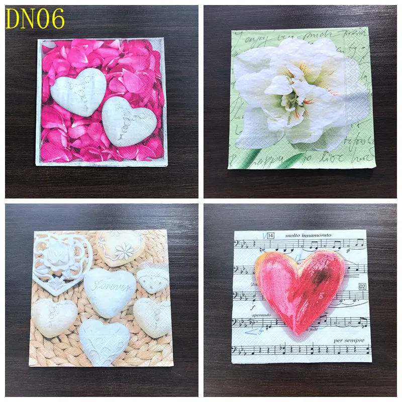 4 papers Decoupage napkins MIX 4 pcs beautiful flower paper napkins for