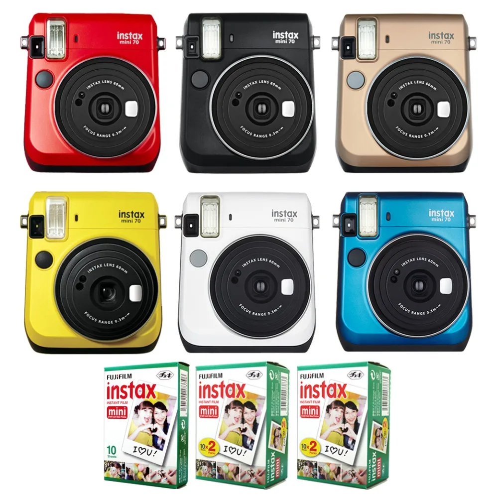 Fujifilm Instax Mini 70 мгновенная пленка камера 6 цветов со стильным плечевым ремнем+ Fuji 50 мгновенная пленка фото картинка