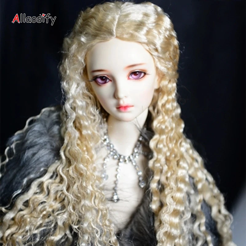 Allaosify волос 1/3 1/4 1/6 bjd кукла парик высокого Температура провода Красивые Длинные курчавый Bjd парик ddoll волосы