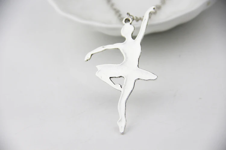 

ZRM Fashion Jewelry Silver Charm Ballet Girl Pendant Necklace For Women Gifts