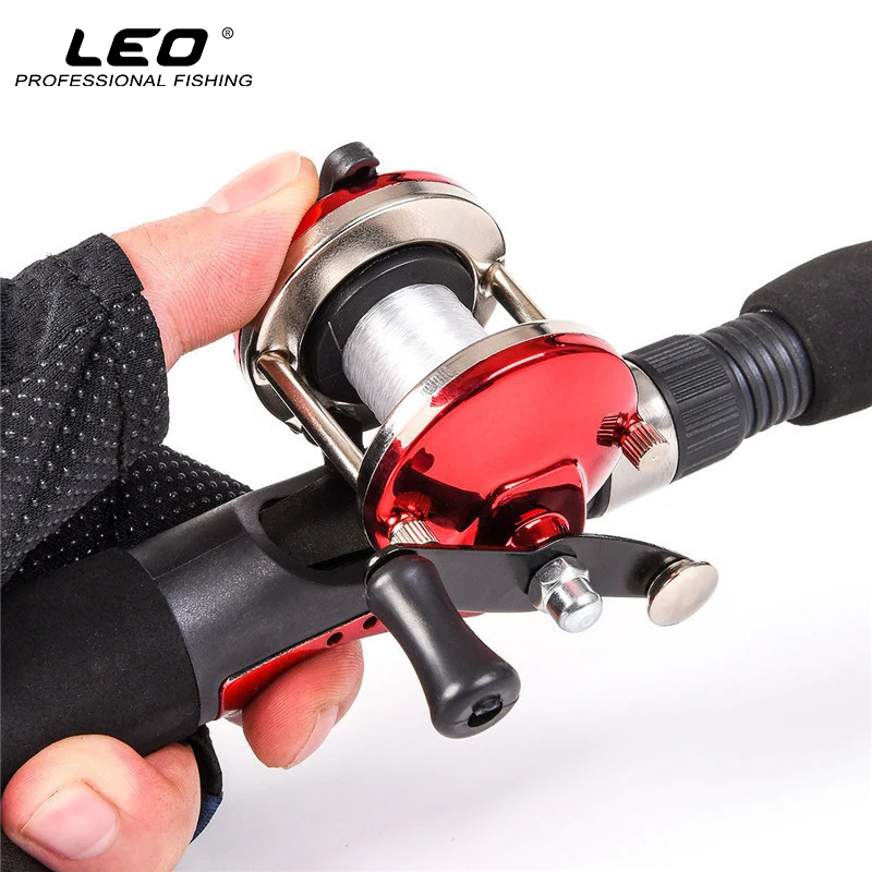 

wholesale Mini Fishing Drum Reel Right Hand with 50M Fishing Line Lake River Ice Fishing Reel 3.5:1 Speed Ratio 90g Red Blue