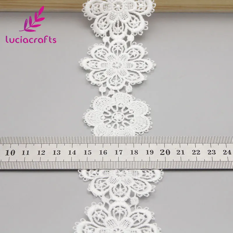 Lucia crafts 1 ярд/лот 5 см белый цветок кружево вышивка отделка ленты DIY свадебное шитье одежды ручной работы аксессуары N0506