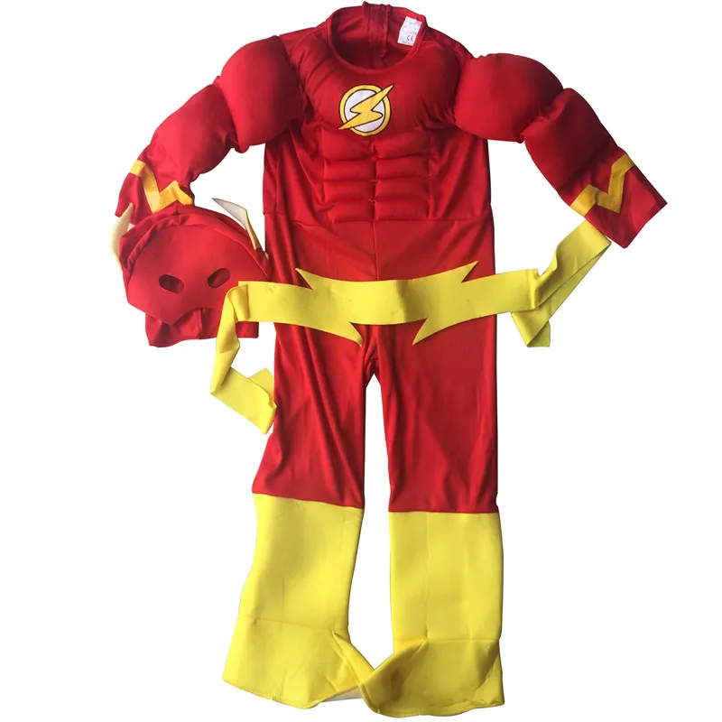 Карнавальный костюм супергероя «флэш-мускул»; Детские вечерние карнавальные костюмы на Хэллоуин - Цвет: 1