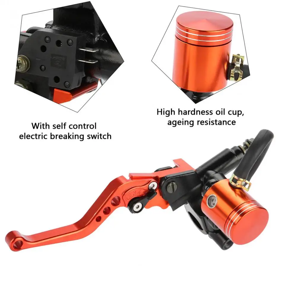 Пара 22 мм мотоцикла с ЧПУ насос гидравлических тормозов сцепления Главный цилиндр Рычаг Регулируемый оранжевый тормоз сцепления рычаги