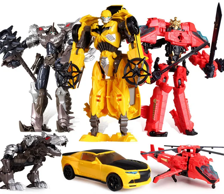 

HOT 3 in 1 Yellow Car Red aircraft 18.5cm Big Classic Transformation Education Plastic Robot Cars Toy Wholesale for kids gifts