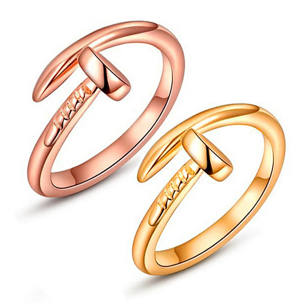 

ECODAY Jewelry Stainless Steel Nail Ring Men Rose Gold Color Rings For Women Cuff Rings Bague Femme Anillos Mujer Couple Rings