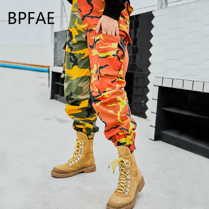 Новинка 2018 женские модные камуфляжные брюки карго BPFAE шаровары в стиле хип хоп