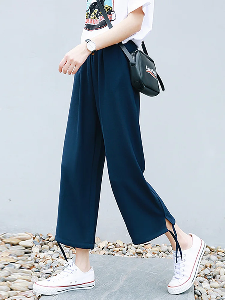 

Pants women Korean fashion pants loose Joker wide leg pants tall waist small slim Harlan pants short