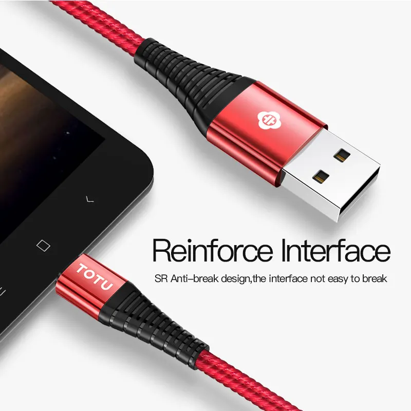 TOTU مايكرو USB كابل شحن سريع البيانات كابل لسامسونج ملاحظة 9 Xiaomi الروبوت سلك Microusb شاحن الحبل الهاتف المحمول كابل محول