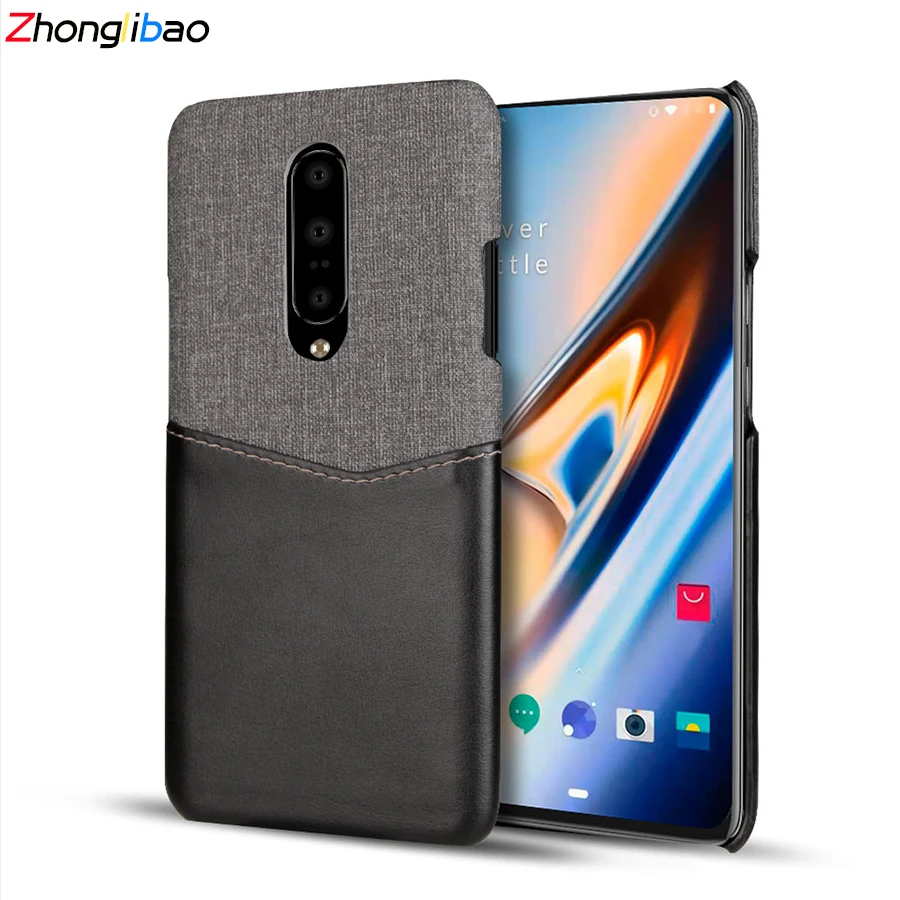 

For One Plus 7 Pro 7 6 6t Original Luxury Leather + Soft Fabric Thin Light Card Slot Holder Hard Back Cover for OnePlus7Pro Case