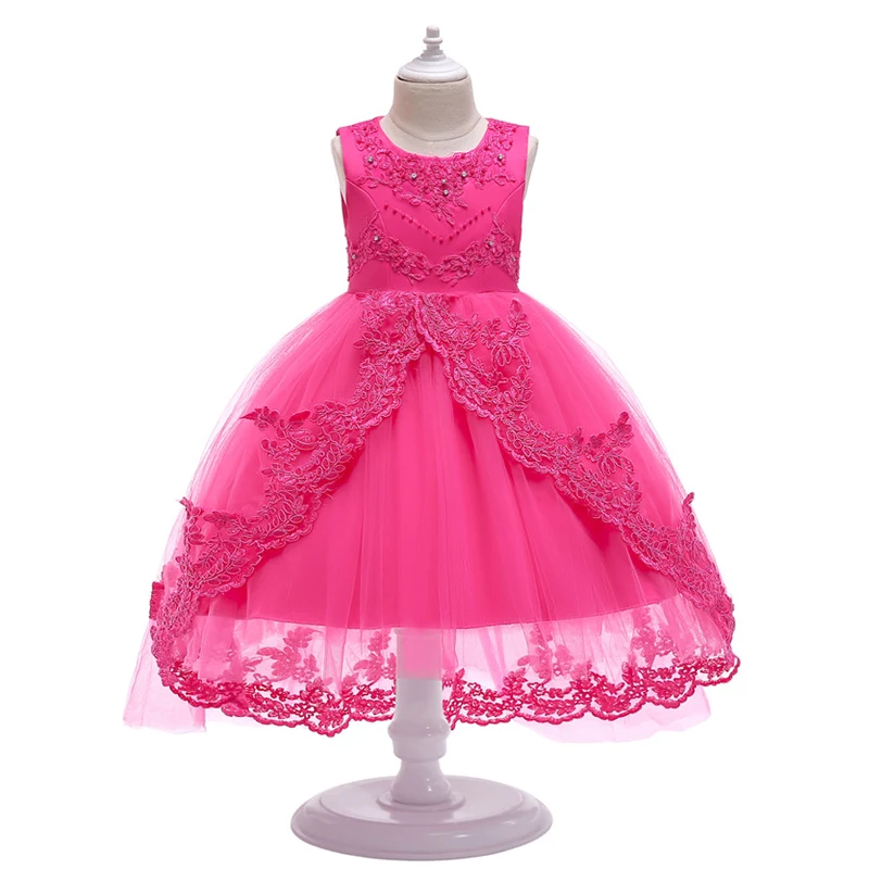 

6 Color 3-14 Years Girls tutu Princess Dress Lace Mesh Girls Summer Dresses For New Year Performance Costume Kids Dress