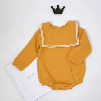 

newborn clothes baby girls boys rompers long sleeve pure color navy style jumpsuit toddler rompers little baby clothes
