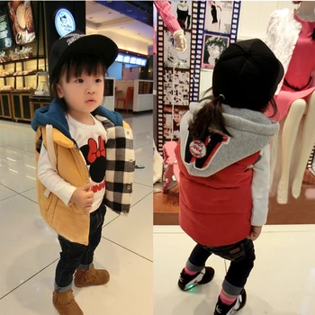 

Hot-selling 2020 Winter children thickening with a Hooded wadded jacket vest for boys and girls baby waistcoat vest