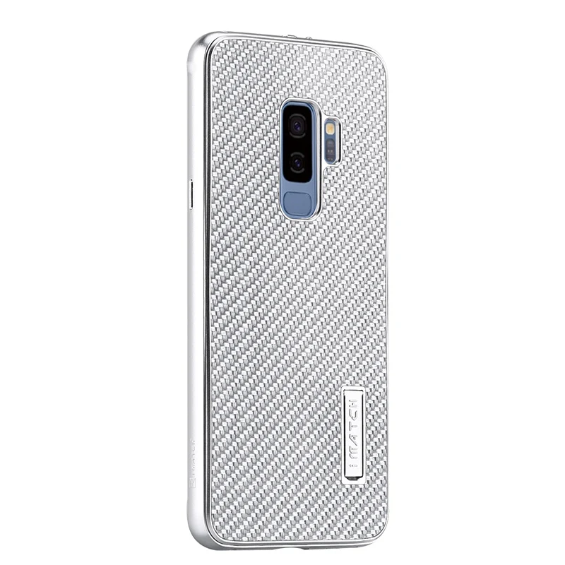 iMatch Luxury Aluminum Metal Bumper Carbon Fiber Back Cover Case for Samsung Galaxy S9 & Samsung Galaxy S9 Plus