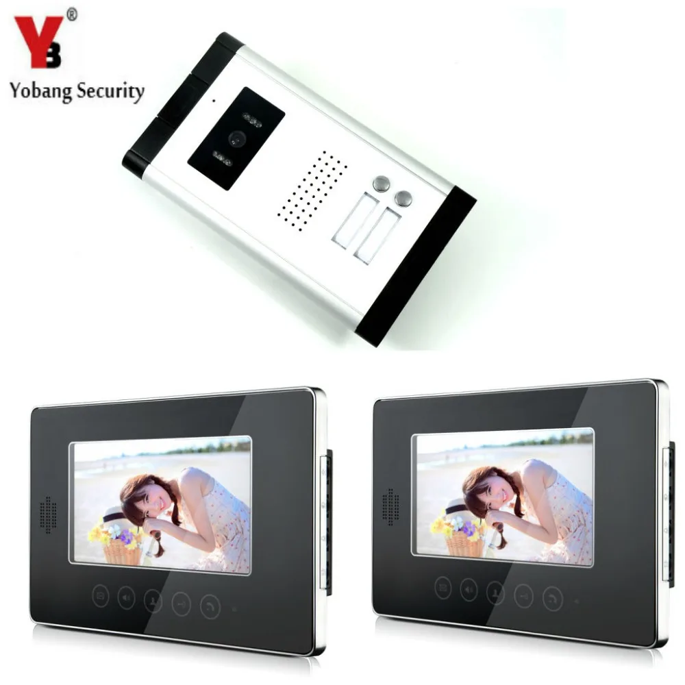 

Yobang Security Byone Video Doorbell Intercom Kit Wired 7-inch LCD Color Monitors and Surface Mounted HD Camera Video Doorphone