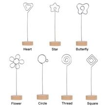 1 шт. круглый домашний декор железные папки Сообщений держатель для карт фото клип деревянная рамка для фотографий домашний стол памятная Фотография держатель