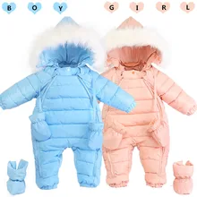 Winter Thick Baby Snowsuit For Kids Outerwear With Down Cotton Baby Jumpsuit Infant Girl Boy font