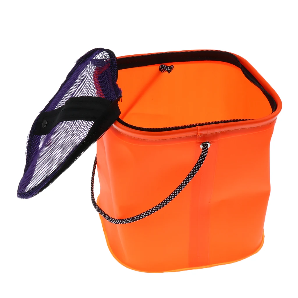 Perfeclan BBQ Camping Collapsible Water Bucket Fishing Tackle Fish Pail Baits Lure Case Wash Basin Collapsible Fishing Bucket