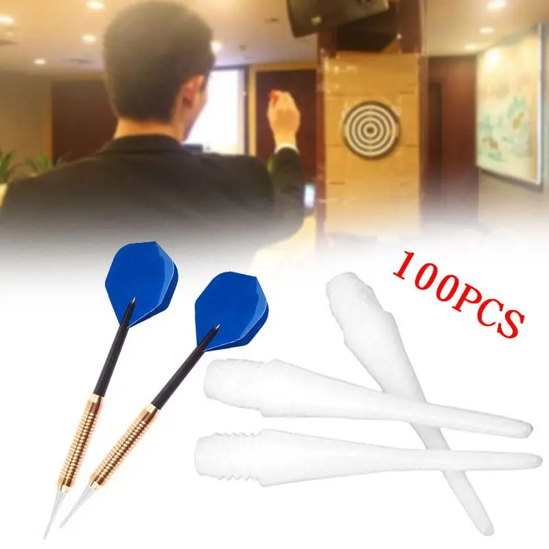 100Pcs Soft Plastic Tips Points Needle Replacement Dart Thread White