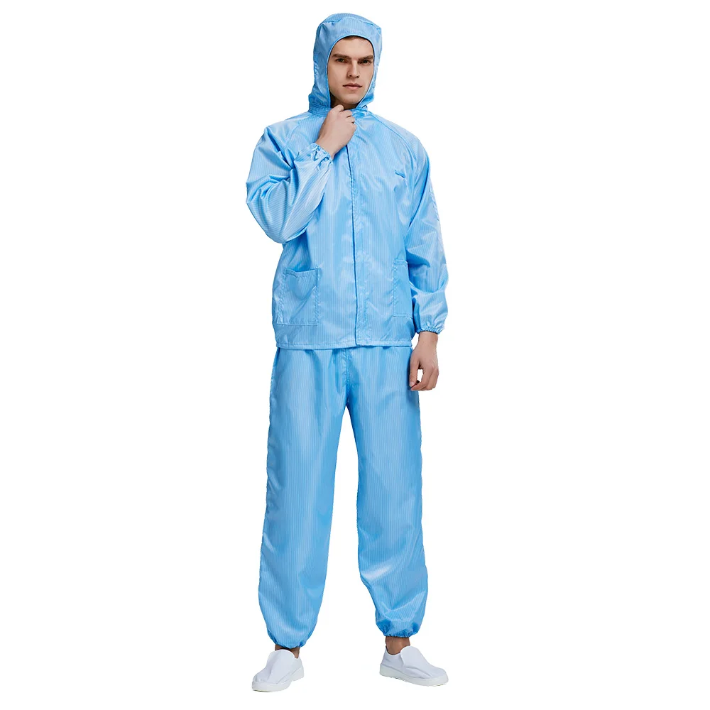 

Unisex Workshop Split Clean Clothes Dust-proof Anti-static Tops Pants Overalls Hooded Work Uniforms for Industrial Food Factory
