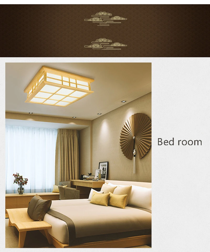 Потолочные светильники в японском стиле лампа для татами светодиодный деревянный потолочный светильник для столовой спальни лампа для кабинета Чайный домик лампа 0033