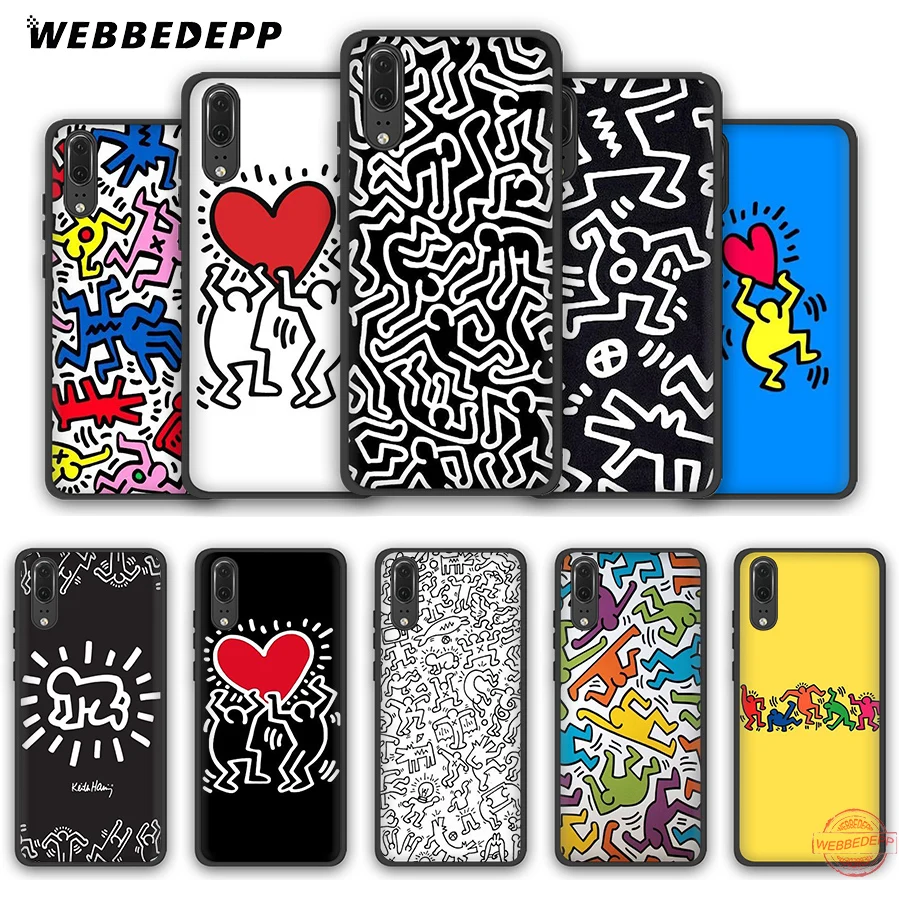 WEBBEDEPP Keith Haring Funny Soft Case for Huawei P8 P9 P10 P20 P30 Lite Pro 2017 2018 2019 Cover | Мобильные телефоны и