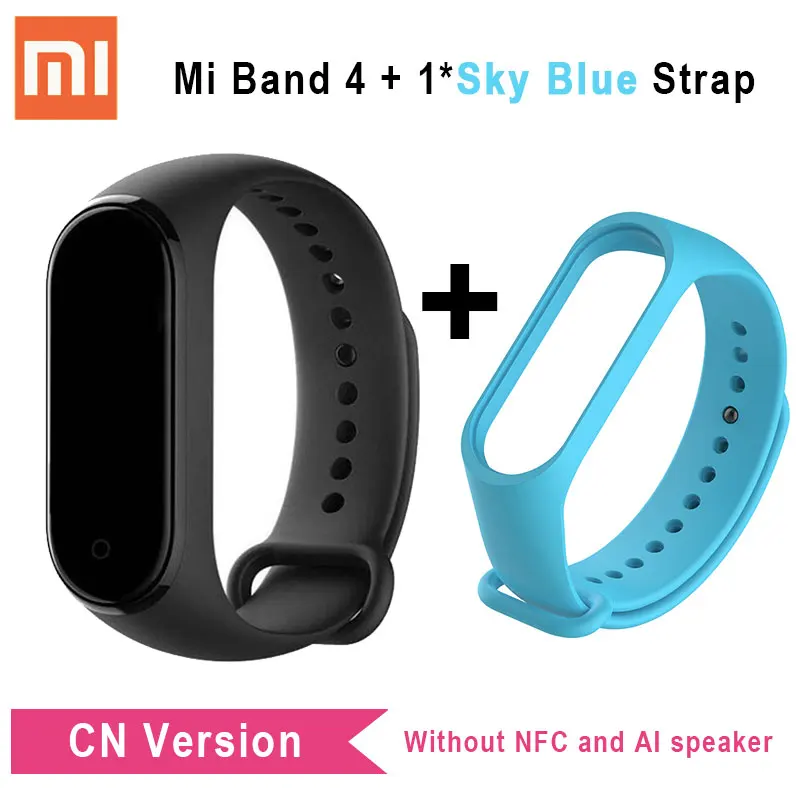 Xiaomi mi Band 4 глобальная версия CN версия браслет mi Band 4 цветной сенсорный экран Смарт-браслет умный браслет - Цвет: CN n Sky Blue