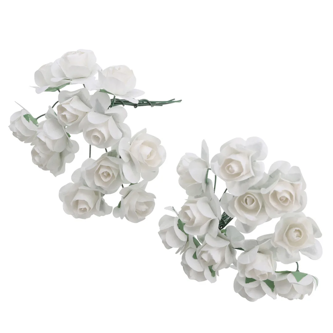 

144pcs/lots Artificial Paper Rose Flower Mini Fake Floar Craft Flower Bouquet Garland Wedding Party Event Decoration Supplies