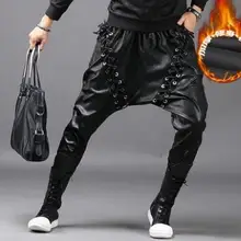 Осень Зима Личность Модные кожаные штаны-шаровары мужские повседневные штаны Хомбре ремни Облегающие штаны для мужчин Homme