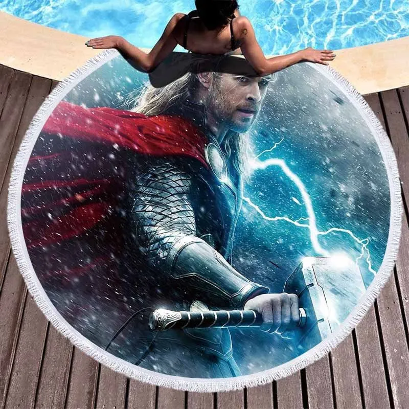 

9 styles Diameter 1.5M Marvel Avengers Endgame Character Round Beach Towel Towel Blanket Avengers Series Round Bath Towel