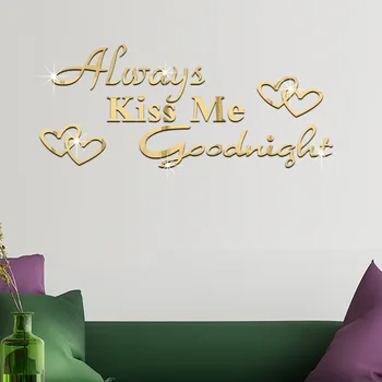 

Funlife Environmental protection home decoration foreign trade English letter mirror paste wall stickers Kiss me Goodnight MS361