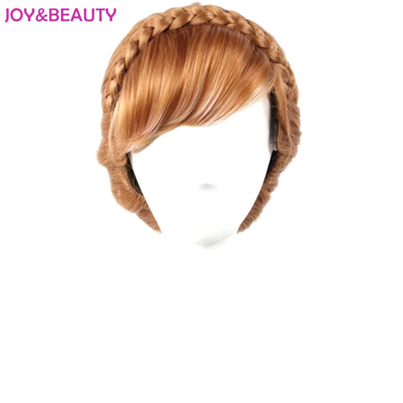 

JOY&BEAUTY Brown and White Mixed Synthetic Hair Anna Wig Children Cosplay Wig 12inch Long Free Shipping