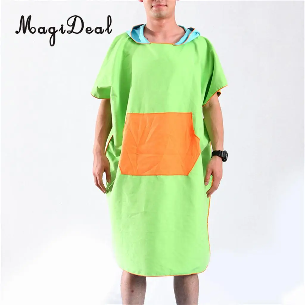 MagiDeal Surf Beach Wetsuit Changing Towel Poncho Robe & Hood, Pocket, Mesh Bag for Surfer, Swimmer, Diver - One Size Fits All
