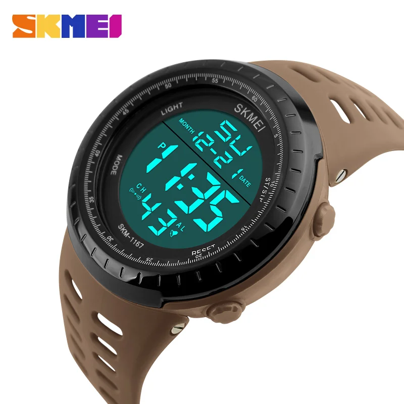 Skmei العلامة التجارية الفاخرة Mens Sports Watches الغوص 50 متر LED الرقمية ووتش العسكرية الرجال الأزياء عارضة الالكترونيات المعصم رجل الساعة