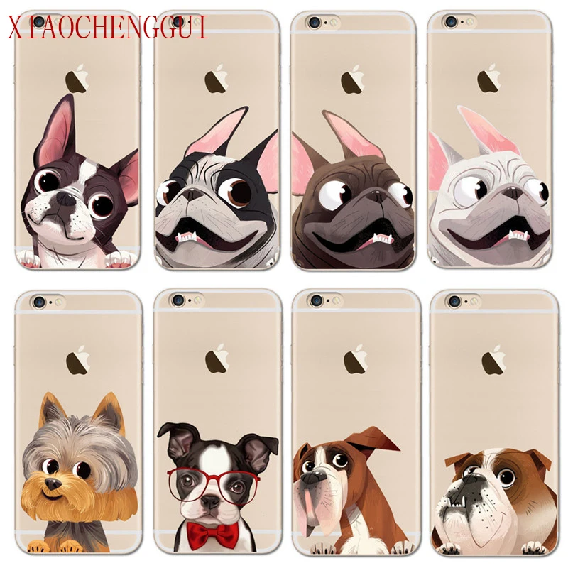 

Cute French Bulldog Soft TPU Gel Original Transparent Case For iPhone 6s SE 5S 7 8 Plus X Crystal Clear Silicon Cover Phone Case